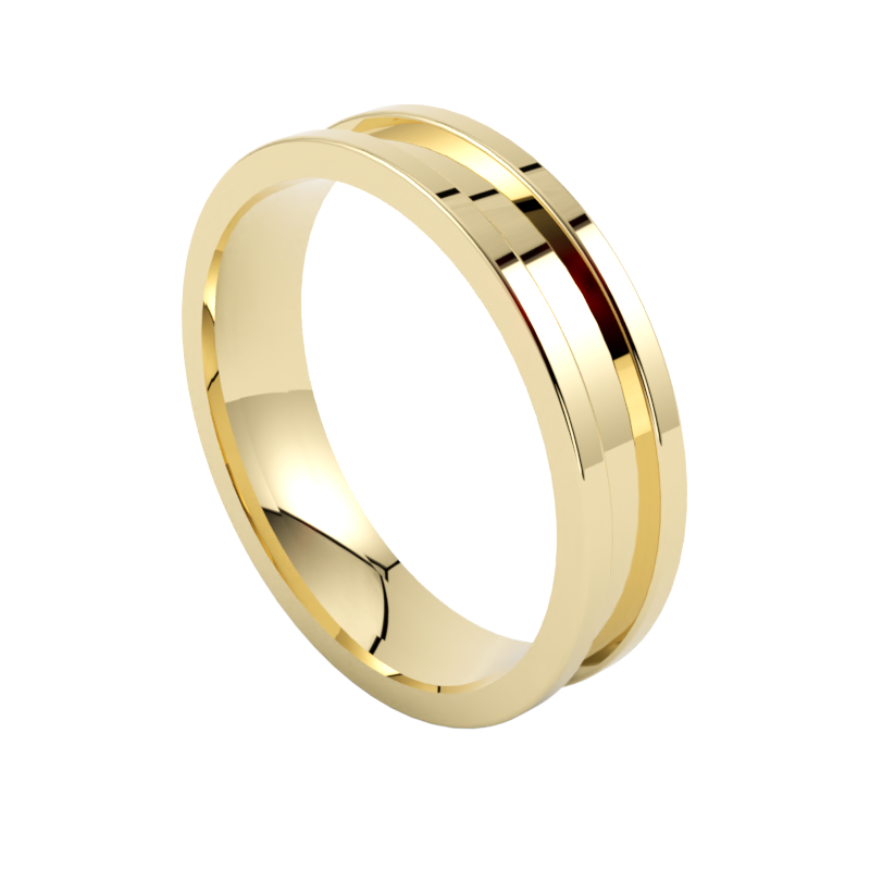 Nowoczesna obrączka ślubna z żółtego złota 585 szerokość 4,50 mm